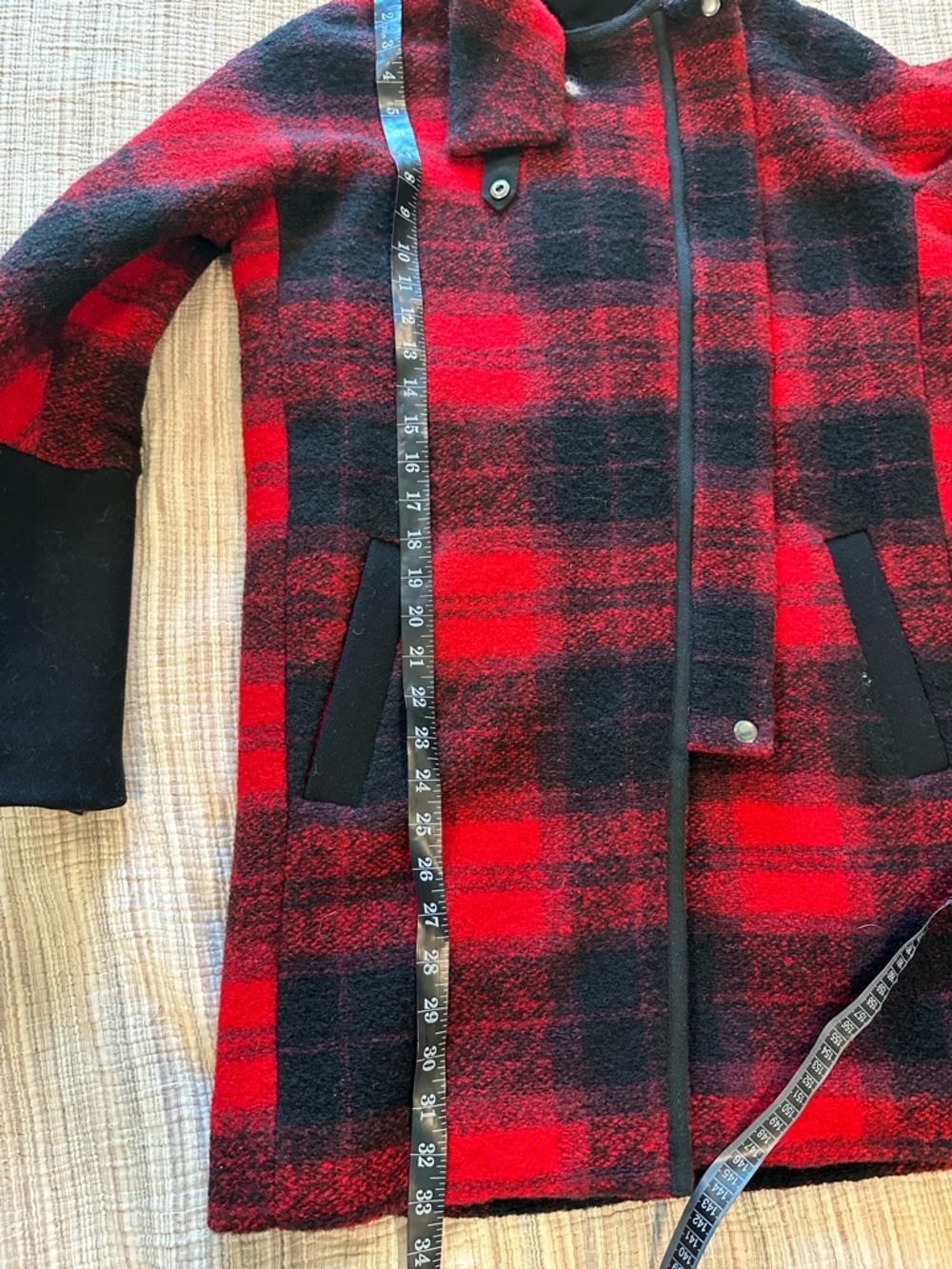 Madewell Flame Red Plaid City Grid Wool Cocoon Coat 0 Oversized - Picture 8 of 8